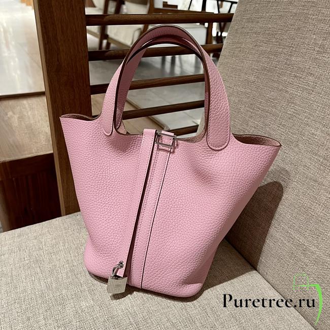 HERMES | Picotin Lock Touch Pink Silver Hardware 18cm - 1