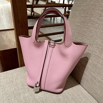 HERMES | Picotin Lock Touch Pink Silver Hardware 18cm
