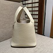 HERMES | Picotin Lock Touch White Silver Hardware 18cm - 5