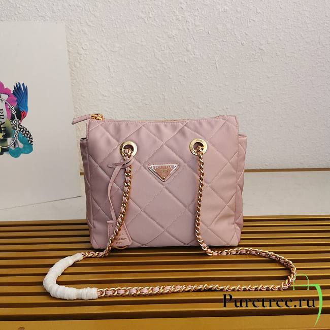 PRADA | Re-Nylon Tote Bag Chain In Light Pink - 1