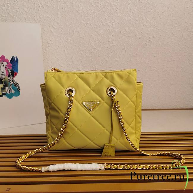 PRADA | Re-Nylon Tote Bag Chain In Yellow - 1