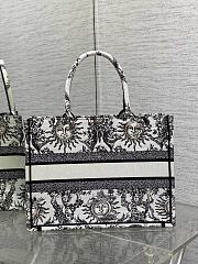 DIOR | Large Dior Book Tote White and Black Toile de Jouy Soleil Embroidery - 6