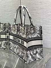 DIOR | Large Dior Book Tote White and Black Toile de Jouy Soleil Embroidery - 2