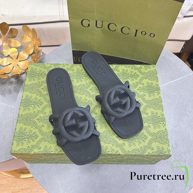 GUCCI | Women Interlocking Sandals Black Color - 1