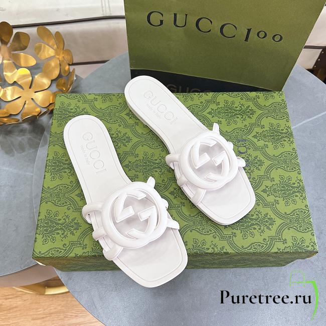 GUCCI | Women Interlocking Sandals White Color - 1