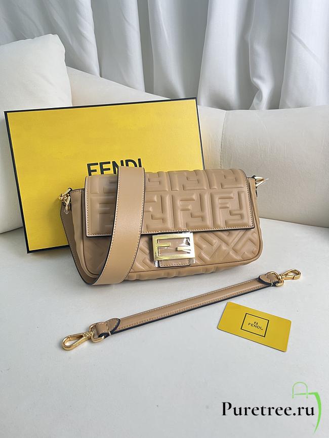 FENDI | Baguette Beige Leather Bag - 1