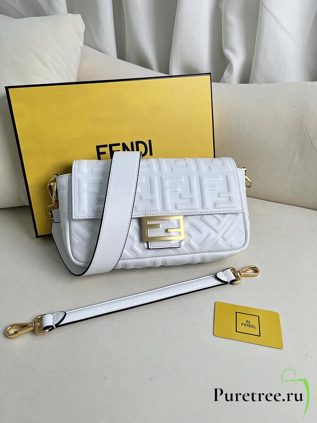 FENDI | Baguette White Leather Bag - 1