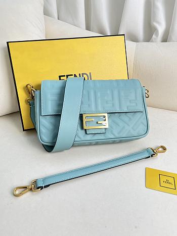 FENDI | Baguette Light Blue Nappa Leather Bag