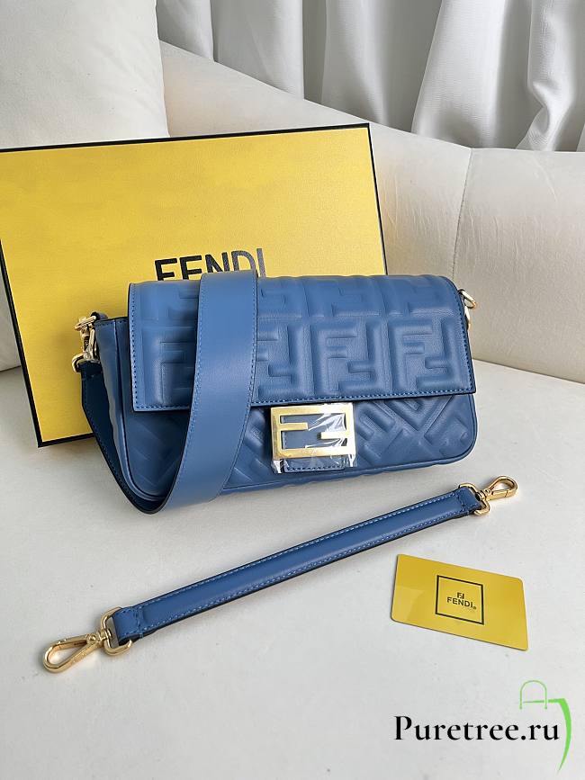 FENDI | Baguette Dark Blue Nappa Leather Bag - 1