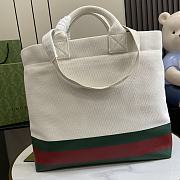 GUCCI | Canvas Tote Bag With Embossed Detail Natural canvas - 3