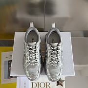 DIOR | Chrono Sneaker Gray Mesh with Silver-Tone Laminated Leather-Effect Panels - 3