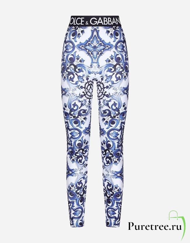 DOLCE & GABBANA | MAJOLICA-PRINT JERSEY LEGGINGS - 1