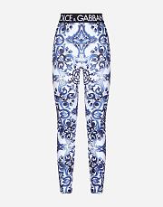 DOLCE & GABBANA | MAJOLICA-PRINT JERSEY LEGGINGS - 1