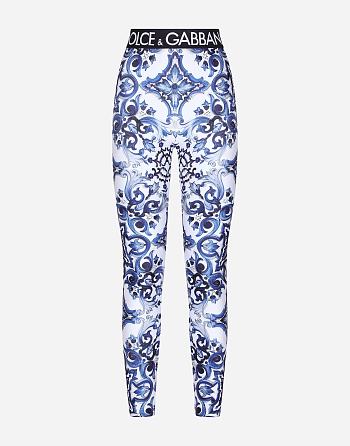 DOLCE & GABBANA | MAJOLICA-PRINT JERSEY LEGGINGS