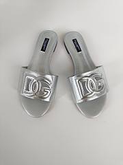 DOLCE & GABBANA NAPPA MORDORE SLIDES WITH DG MILLENNIALS LOGO SILVER - 1