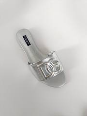 DOLCE & GABBANA NAPPA MORDORE SLIDES WITH DG MILLENNIALS LOGO SILVER - 5