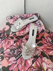 DOLCE & GABBANA NAPPA MORDORE SLIDES WITH DG MILLENNIALS LOGO SILVER - 3