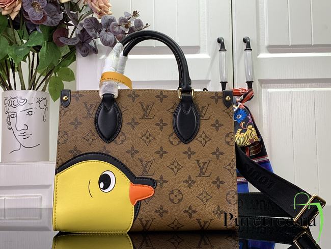 LOUIS VUITTON | OnTheGo PM Bag Monogram Reverse Canvas with Calfskin Patch M47199 - 1