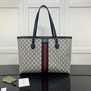 GUCCI | Medium Ophidia Tote Bag Beige And Blue GG Supreme Canvas - 1