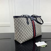 GUCCI | Medium Ophidia Tote Bag Beige And Blue GG Supreme Canvas - 5