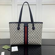 GUCCI | Medium Ophidia Tote Bag Beige And Blue GG Supreme Canvas - 4