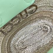 GUCCI | Small Straw Tote With Gucci Logo Natural Woven Pale Green Leather Trim - 4