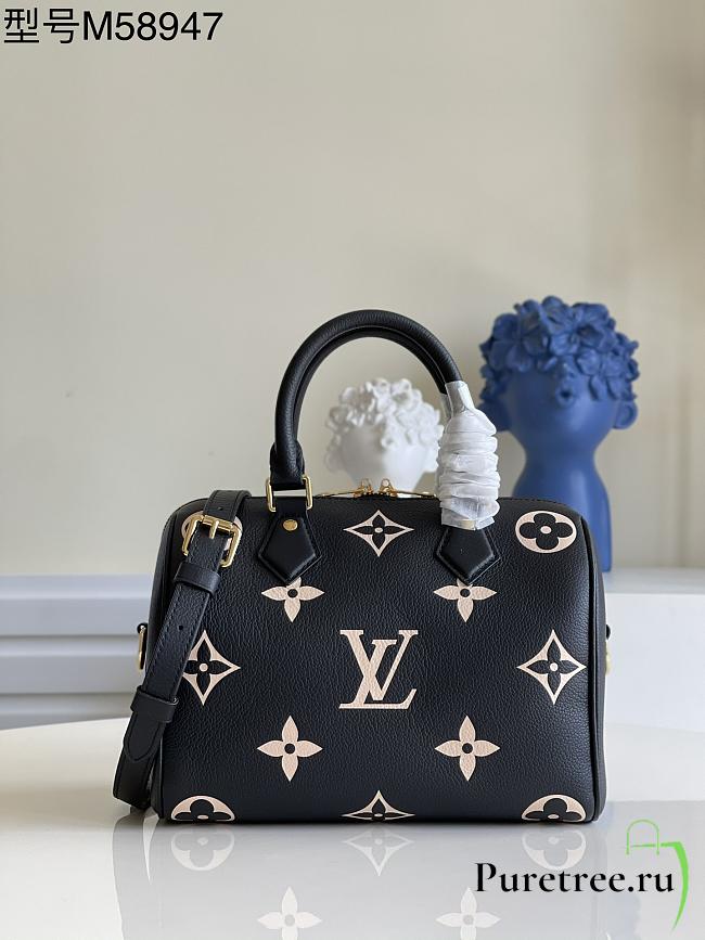 LOUIS VUITTON Speedy Bandoulière 25 Bag Black/beige M58947 - 1