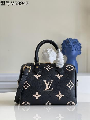 LOUIS VUITTON Speedy Bandoulière 25 Bag Black/beige M58947