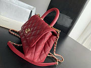 CHANEL | Red Grained Calfskin Coco Handle Bag - 6