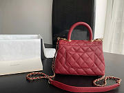 CHANEL | Red Grained Calfskin Coco Handle Bag - 2