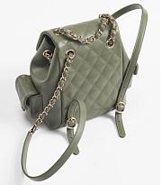 CHANEL | Backpack Grained Calfskin & Gold Metal Khaki - 4