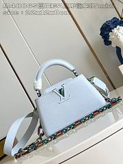 LOUIS VUITTON | Capucines Mini East-West Bag Grained Calfskin Blue Bleach Effect - 1