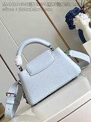 LOUIS VUITTON | Capucines Mini East-West Bag Grained Calfskin Blue Bleach Effect - 5