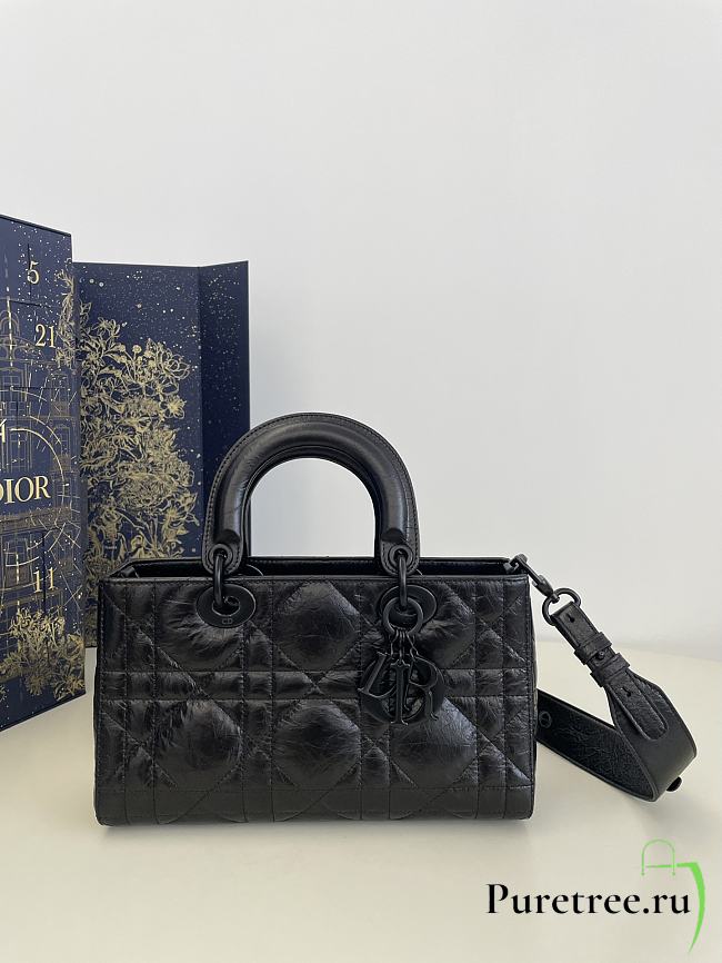 DIOR | Small Lady D-Sire My ABCDior Bag Black Macrocannage Crinkled Calfskin - 1