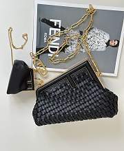 FENDI | First Small Black Interlaced Leather Bag - 1