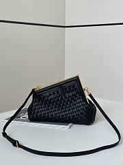 FENDI | First Small Black Interlaced Leather Bag - 6