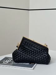 FENDI | First Small Black Interlaced Leather Bag - 5