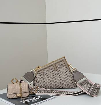 FENDI | First Small Grey Interlaced Leather Bag