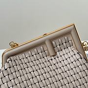 FENDI | First Small Grey Interlaced Leather Bag - 6