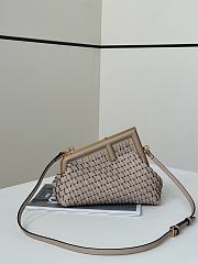 FENDI | First Small Grey Interlaced Leather Bag - 3