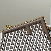 FENDI | First Small Dove Grey and White Interlaced Leather Bag - 5