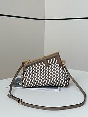 FENDI | First Small Dove Grey and White Interlaced Leather Bag - 2