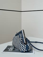 FENDI | First Small Dove Blue and White Interlaced Leather Bag - 4