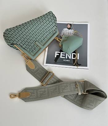 FENDI | First Small Green Interlaced Leather Bag