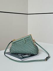 FENDI | First Small Green Interlaced Leather Bag - 5