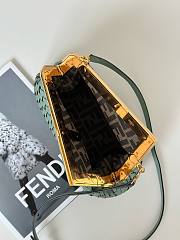 FENDI | First Small Green Interlaced Leather Bag - 3