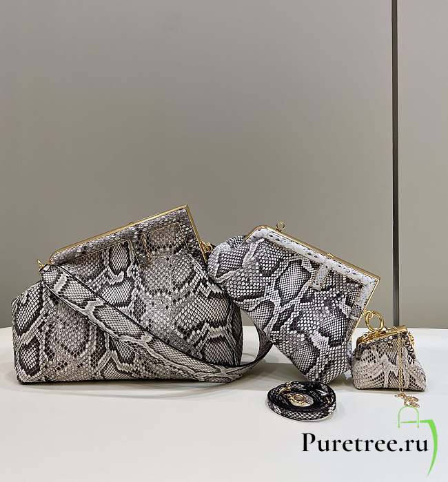 FENDI | First Small Dark Grey Python Leather Bag - 1