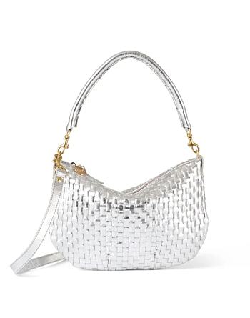 Clare V. | Petit Moyen Silver Leather Messenger Bag