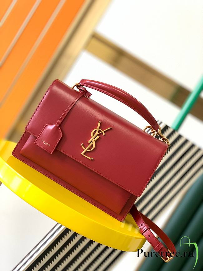 YSL | Saint Laurent Sunset Medium Leather Shoulder Bag In Red - 1