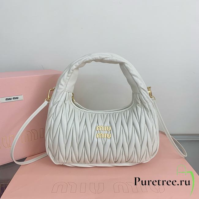 MIUMIU | Wander Matelassé Nappa Leather Hobo Bag White - 1